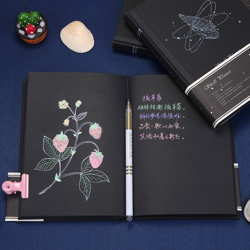 Diary Hardcover With Blank Black Paper Inside Pages