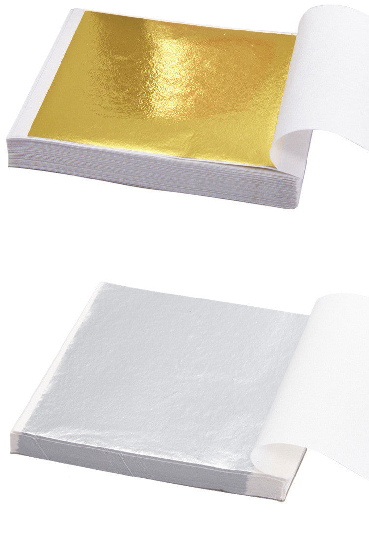 High Quality 100 Sheets Of 9x9cm Gold Foil Paper Silver Foil Paper Crystal Mud