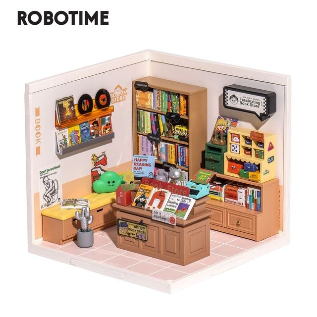 Robotime Rolife Super Creator Daily Plastic DIY Miniature House Cafe Energy Supply Store Building Block Sets English Version